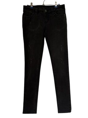Harley-Davidson Women’s Skinny Jeans Size 6 Black Studded, Distressed & Stretch